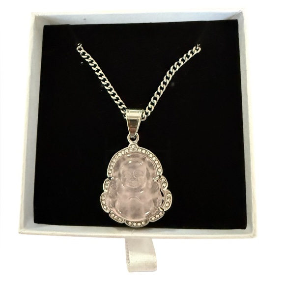 Buddah Pendant on 18" Silver Chain - Picture 2 of 5